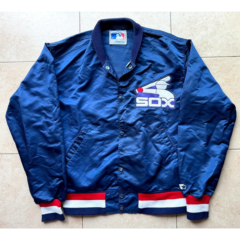 Chicago White Sox 80s STARTER satin bomber L windbreaker jacket navy MLB vintage